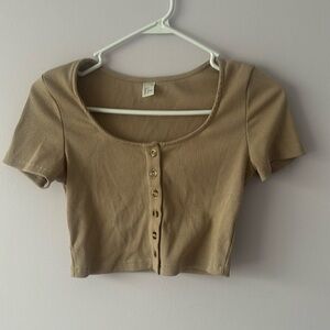 Tan button crop top- SHIEN (size small)